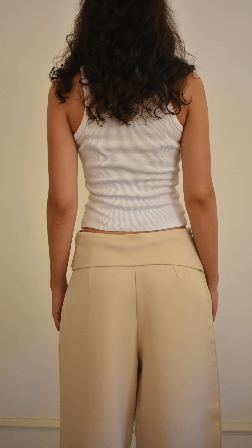 Soft Beige Straight Fit Pants