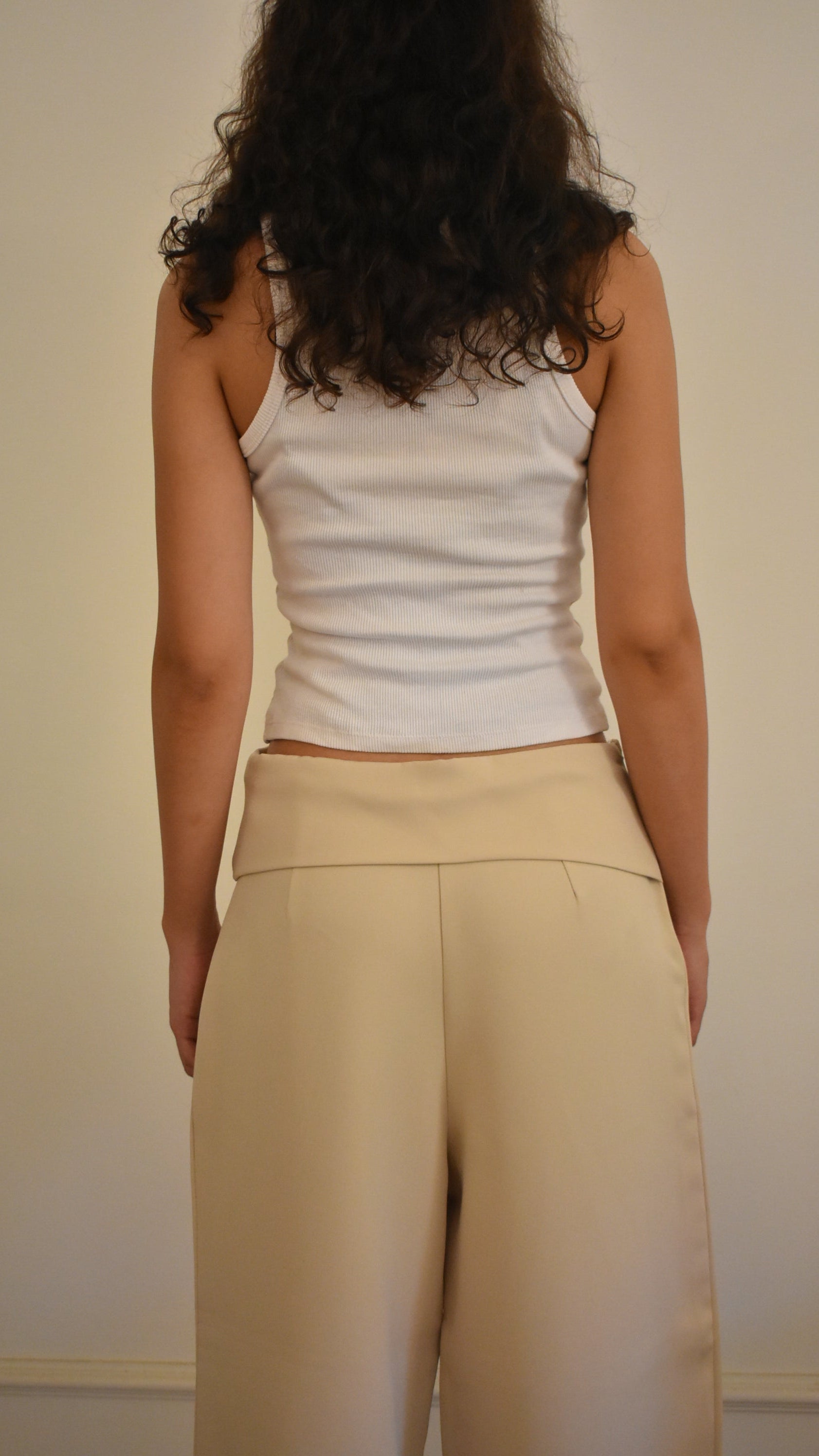 Soft Beige Straight Fit Pants
