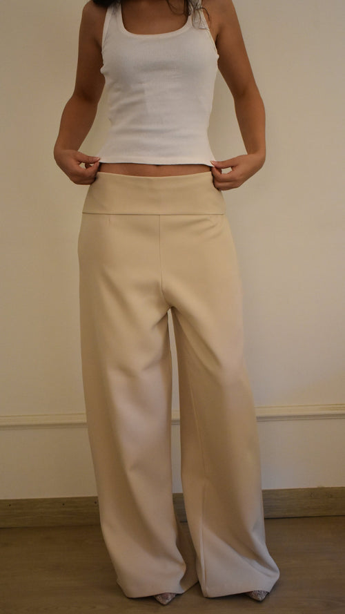 Soft Beige Straight Fit Pants