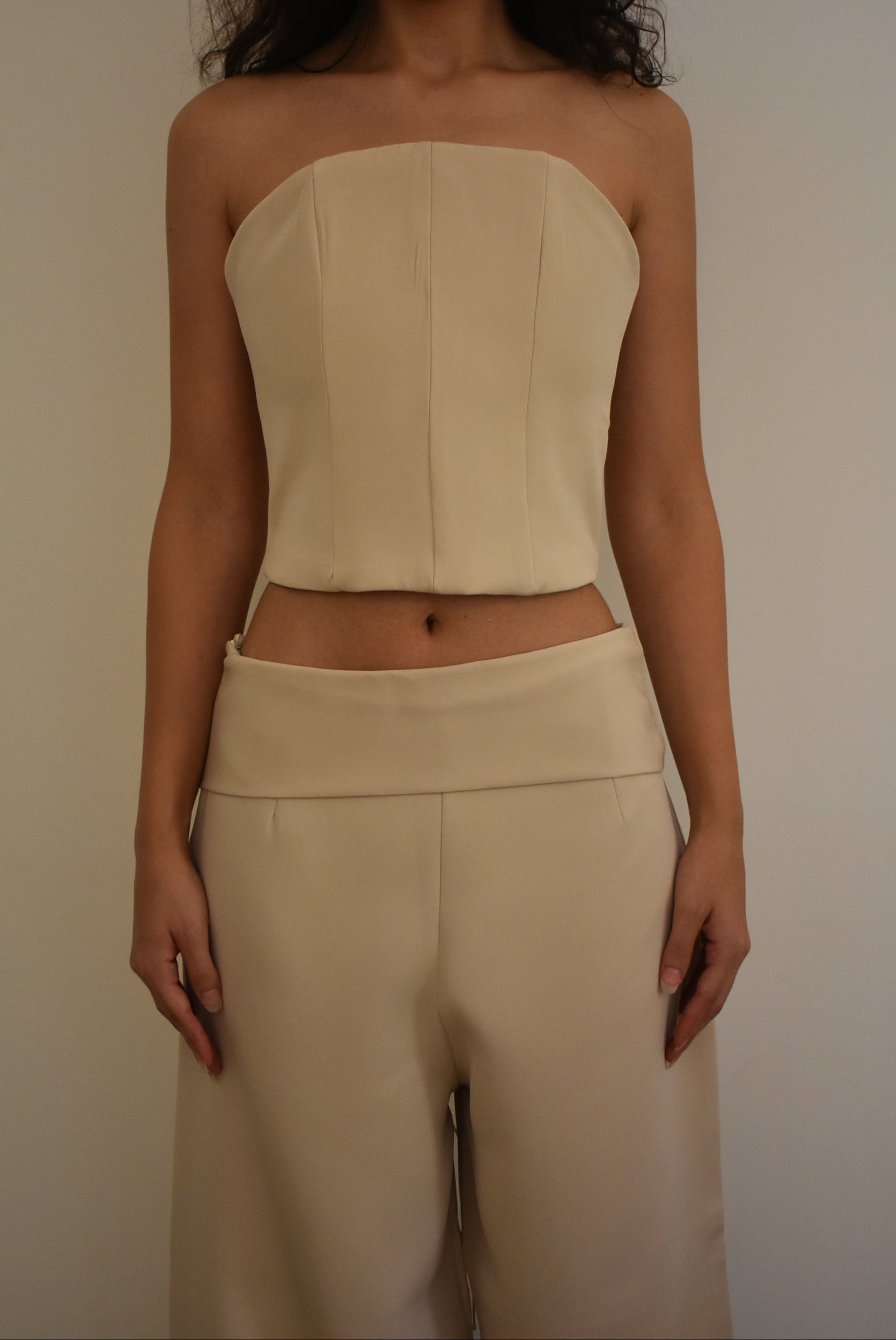 Soft Beige Strapless Corset