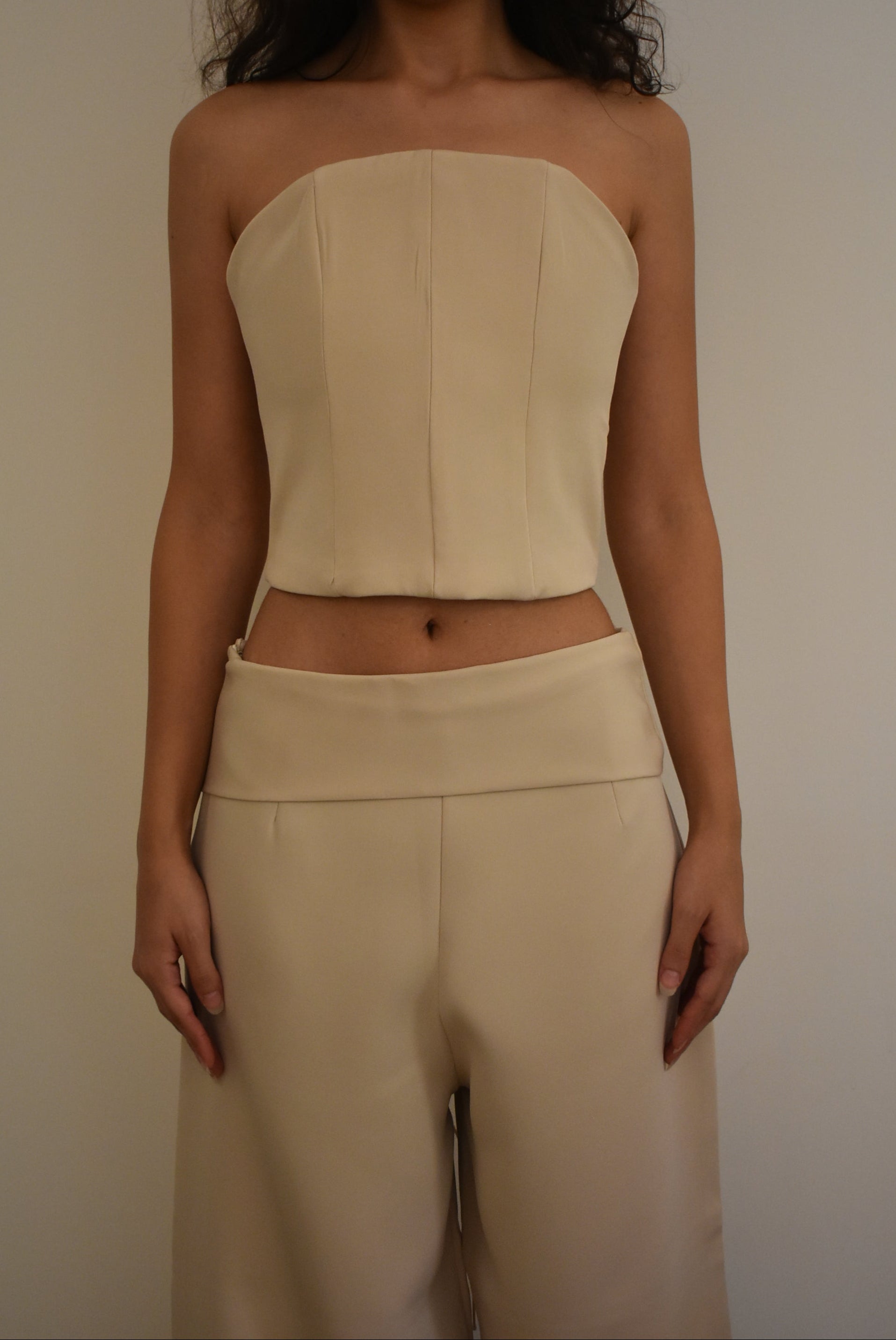 Soft Beige Straight Fit Pants