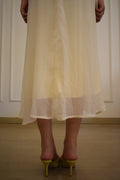 Butter Yellow Chiffon Halter Neck Dress with Low Cut Back